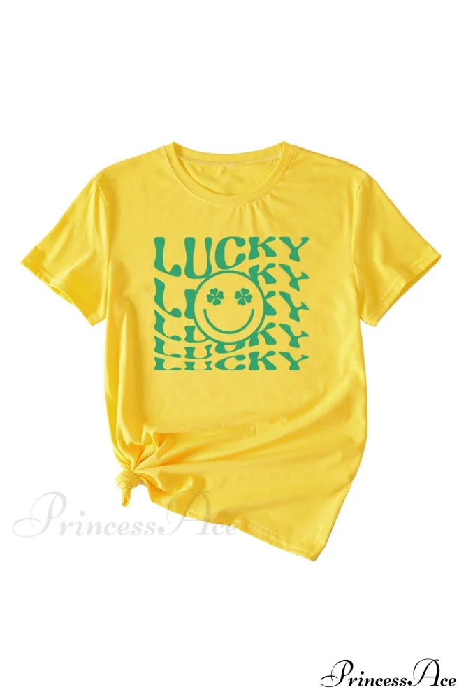 Clover Printed T-Shirt Yellow / S Tees