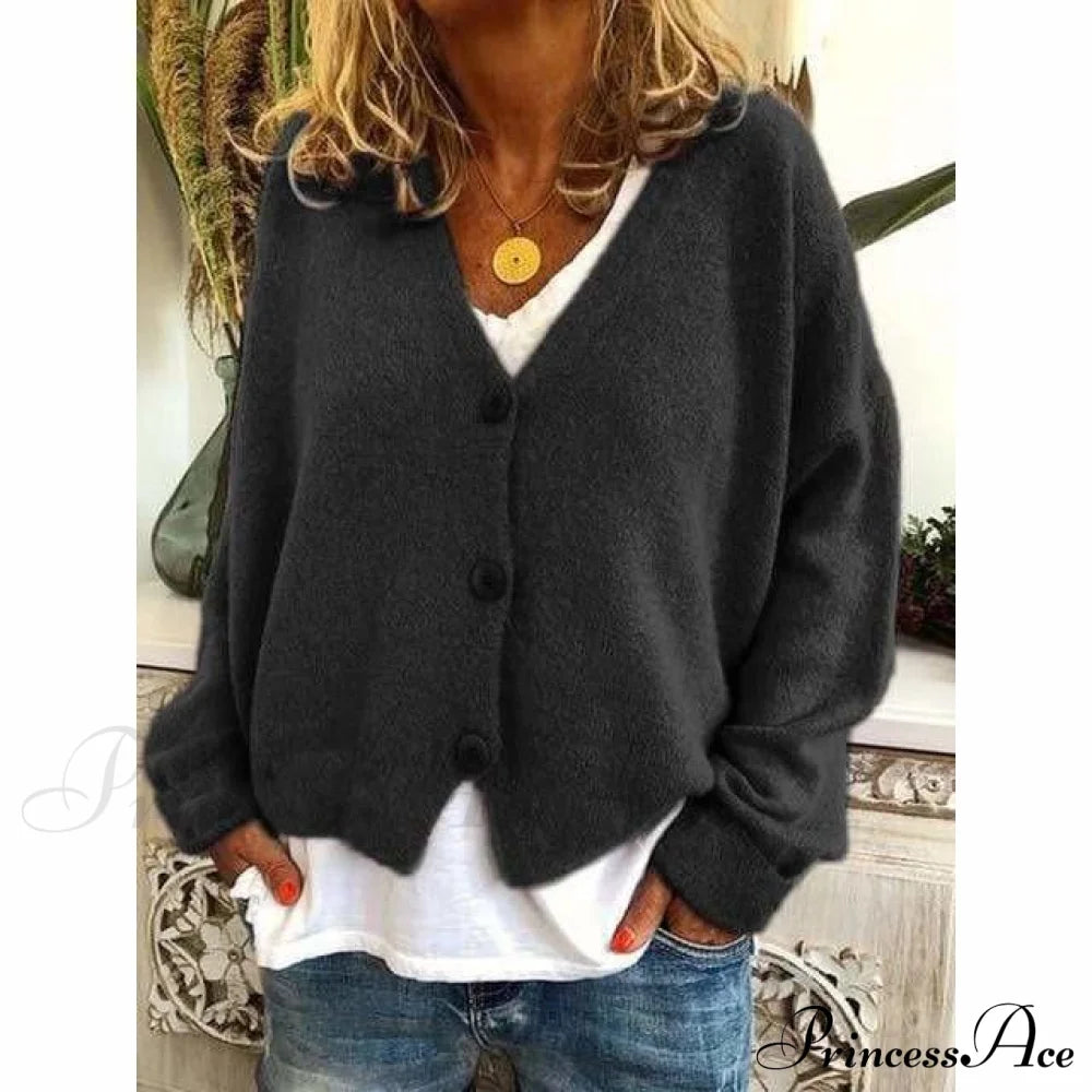 Fashion Casual V-Neck Coat Black also bought Best Sellings cardigan cardigans clothes Plus Size Sale tops Topseller