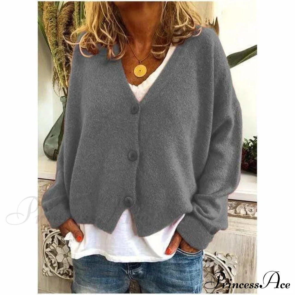 Fashion Casual V-Neck Coat Gray also bought Best Sellings cardigan cardigans clothes Plus Size Sale tops Topseller