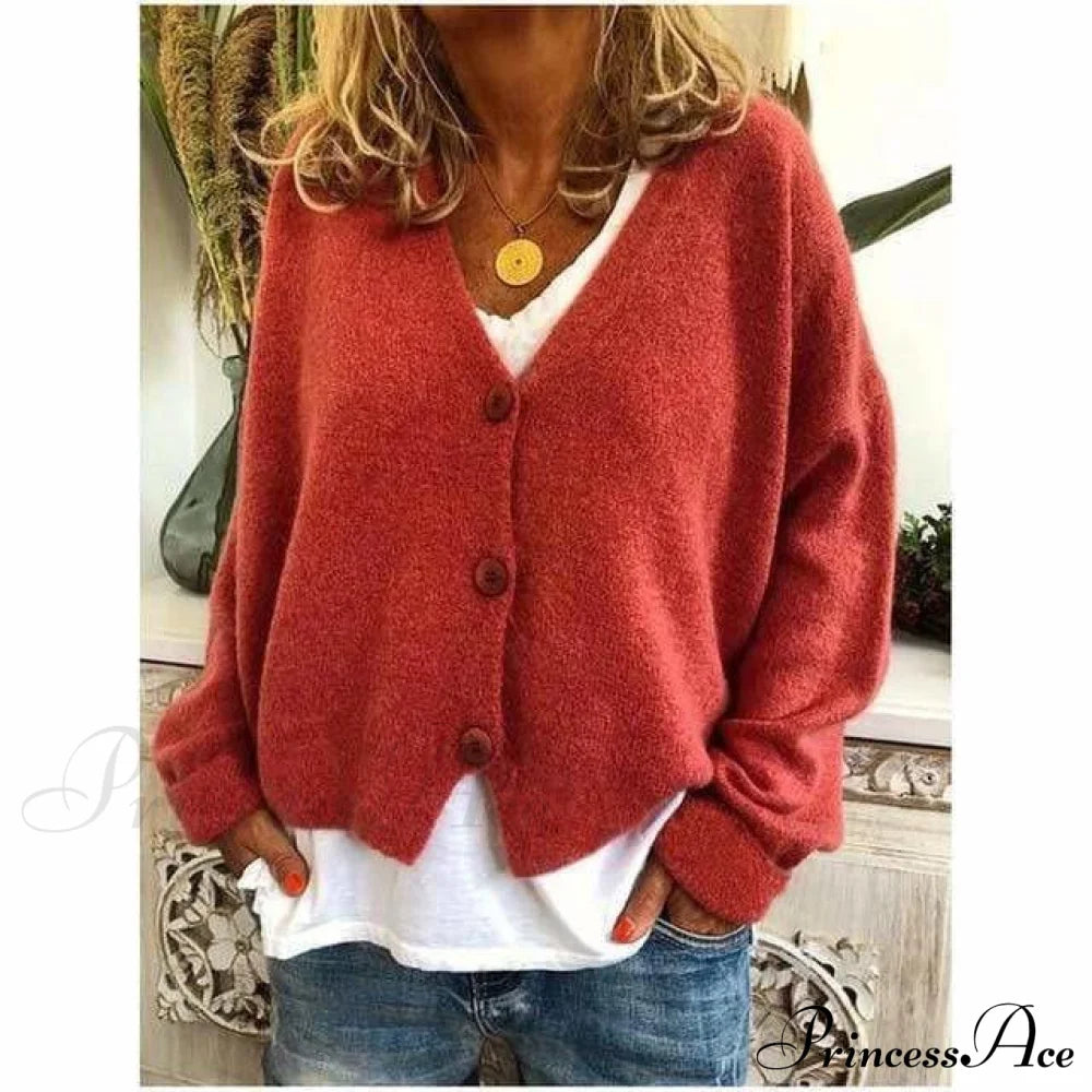 Fashion Casual V-Neck Coat Orange Red also bought Best Sellings cardigan cardigans clothes Plus Size Sale tops Topseller