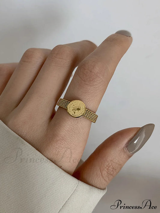 Coin Charming Decor Ring Gold / S Rings