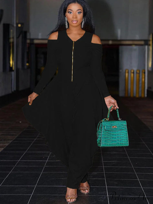 Cold Shoulder Graceful Crop Top Deep Black / L Jumpsuits & Rompers