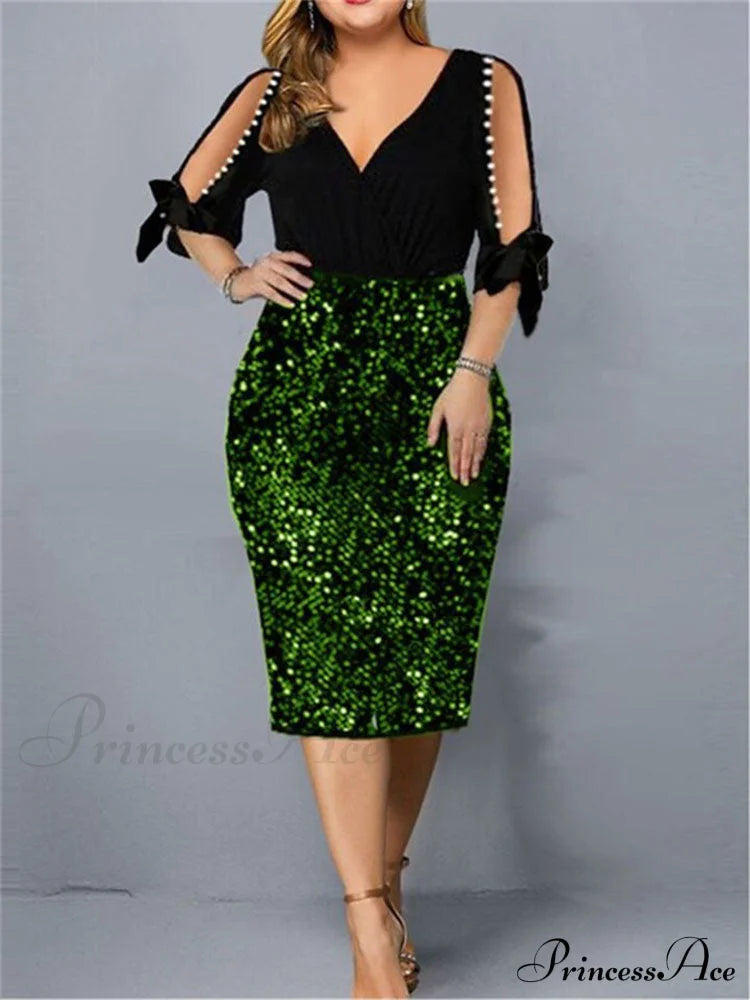 Cold Shoulder Graceful Striped Cropped Sweater Green / S Dresses