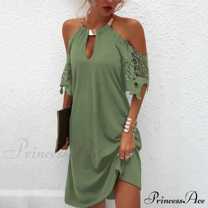 Cold Shoulder Sequin Long Ruched Night Club Fashion Solid Women Sleeve Vestidos Dress Green / S