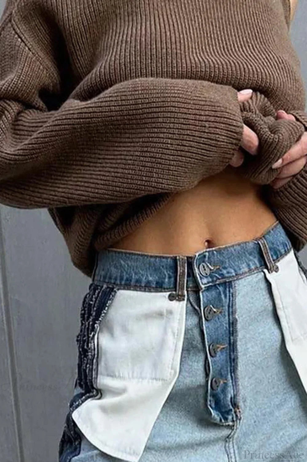 Cold Shoulder Turtleneck Loose Drape Knit Sweater