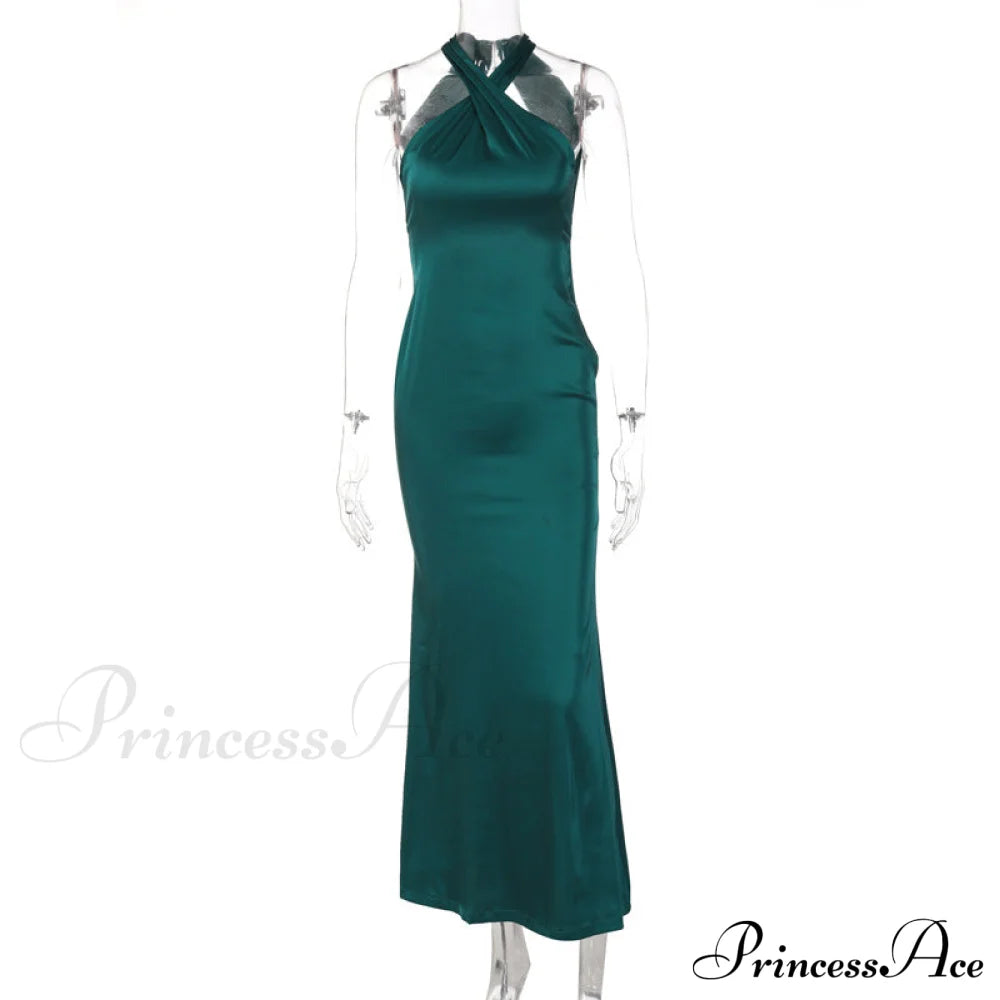 Colette Formal Swiss Charming Dot Crepe Dress Green / S S.o. Long Dresses