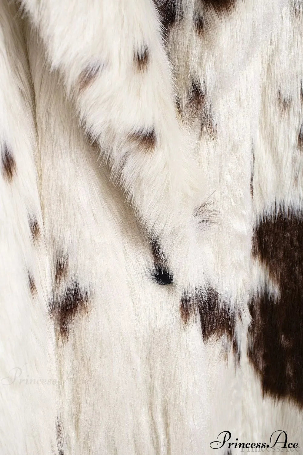 Color Block Animal Print Faux Fur Long Overcoat