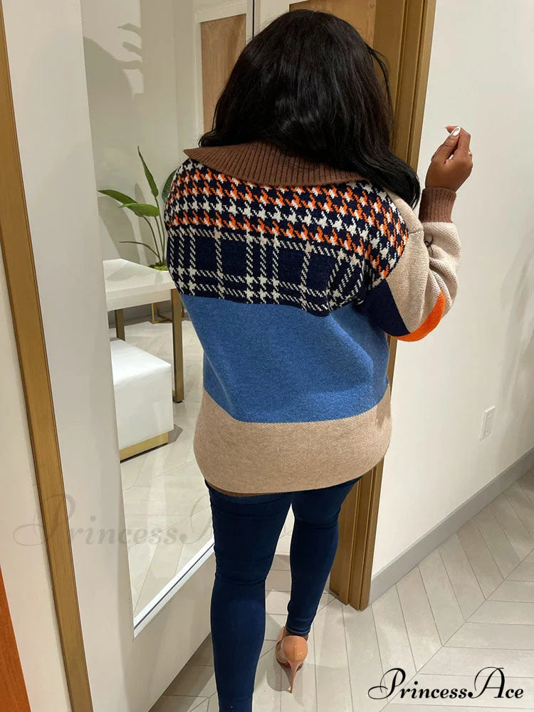 Color Block Graceful Striped Sweater Cardigan