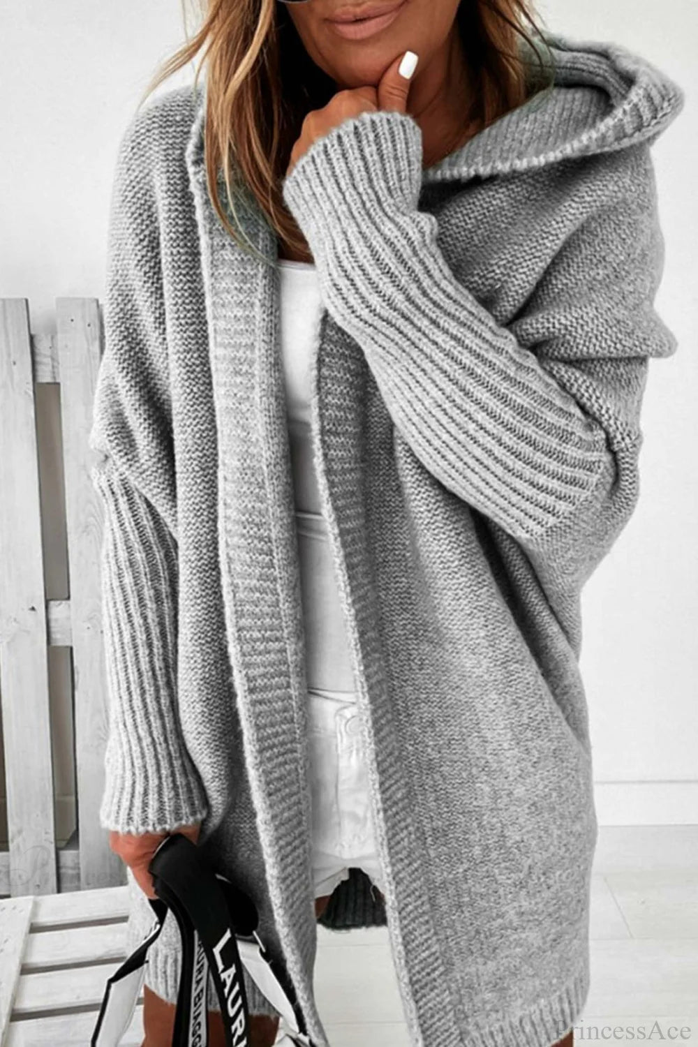 Hoodie Front Open Cardigan Grey / L Cardigans