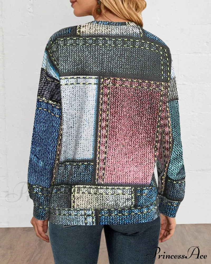 Color Block Sweatshirt Sweatshirts & Hoodies-L