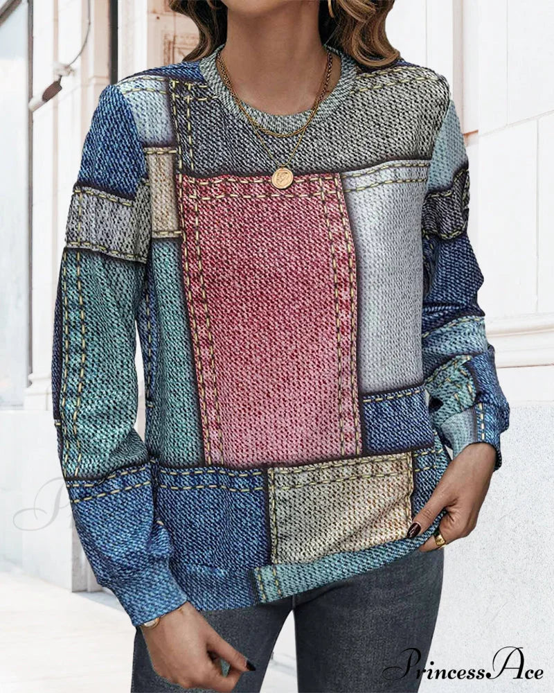 Color Block Sweatshirt Sweatshirts & Hoodies-L