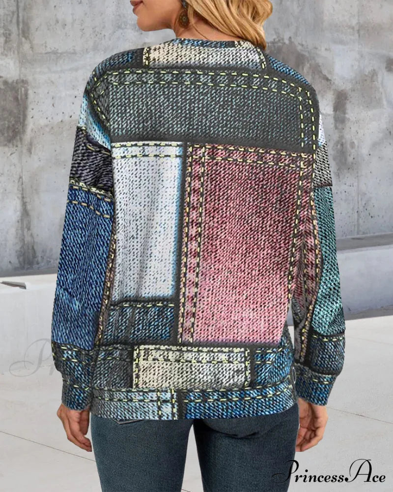 Color Block Sweatshirt Sweatshirts & Hoodies-L