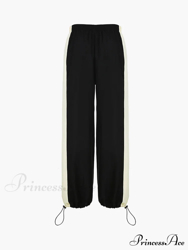 Color Contrast Graceful Adjustable Hem Pants