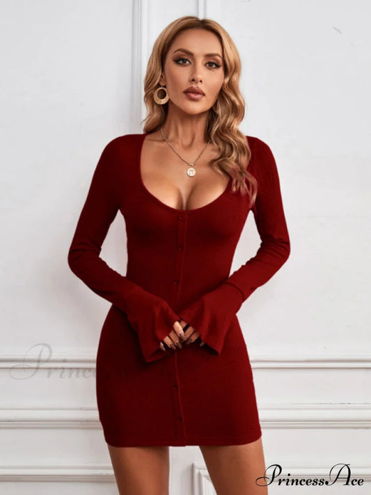 Color Sweater Cozy Mini Solid For Gown Me Keep Women Wine Red / S Coats-L