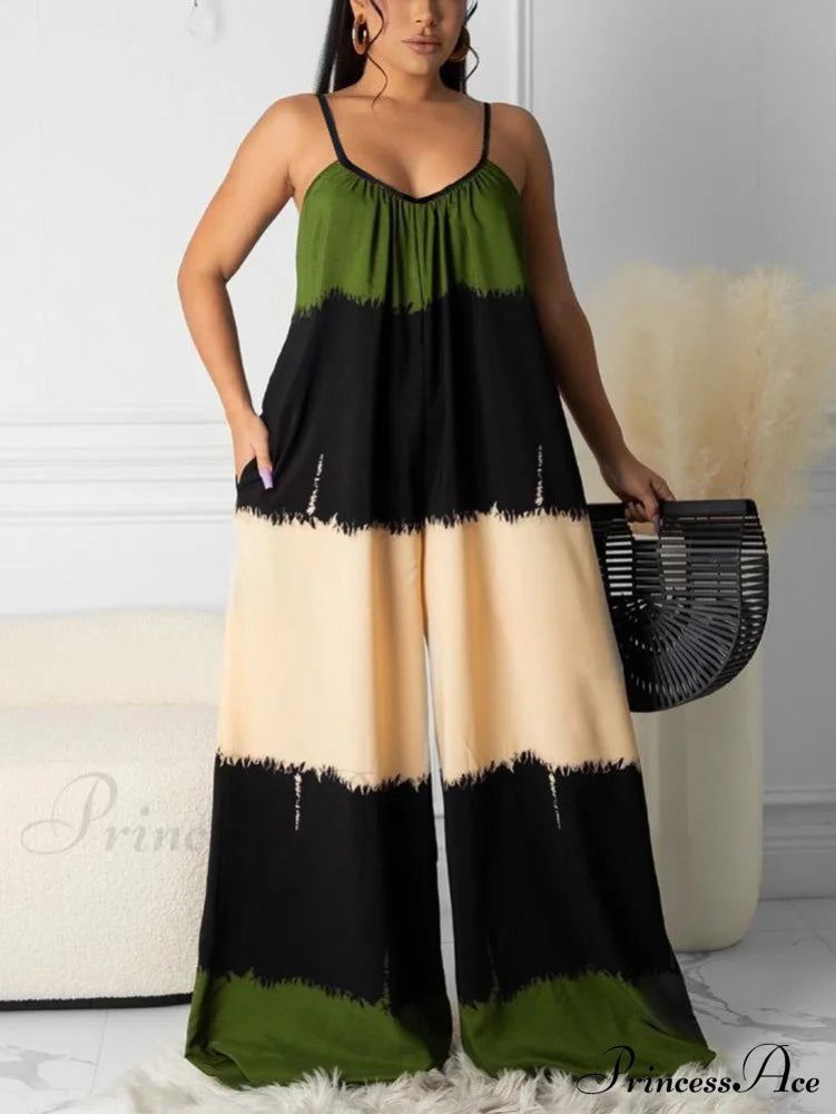 Colorblock Ruffle Graceful Sleeveless Mini Dresses Green / S Jumpsuits & Rompers