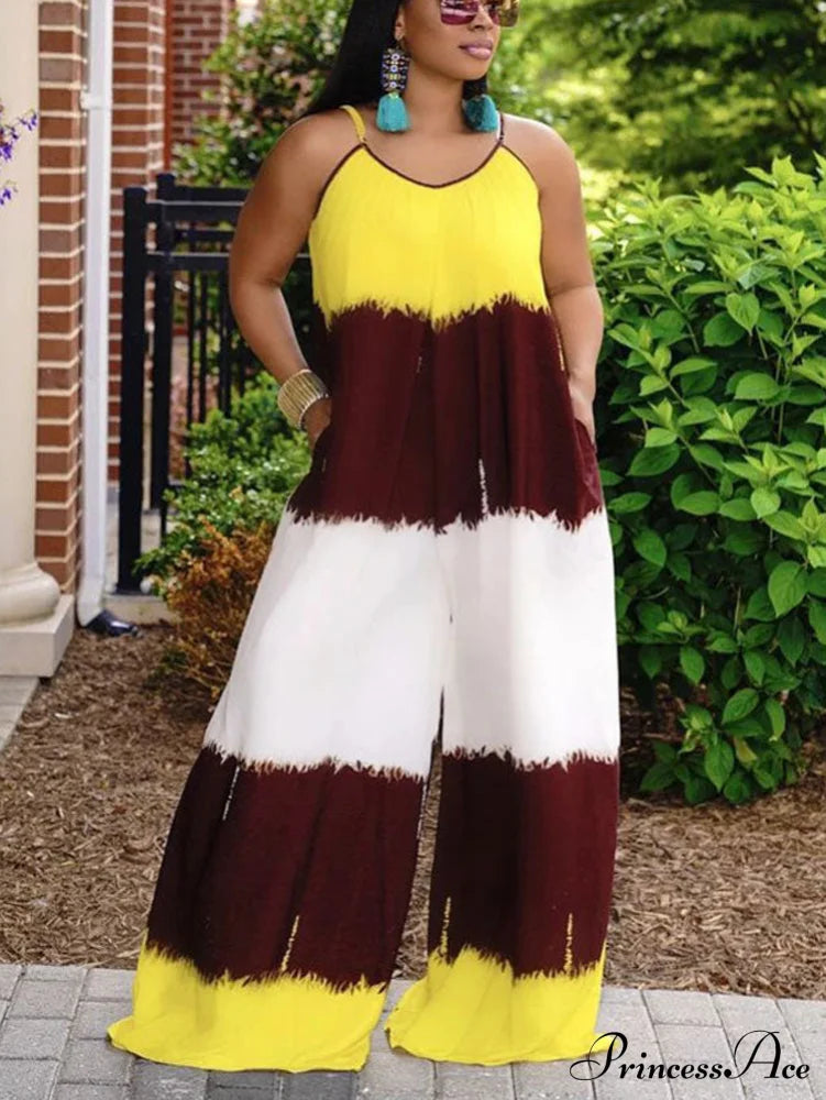 Colorblock Ruffle Graceful Sleeveless Mini Dresses Yellow / S Jumpsuits & Rompers