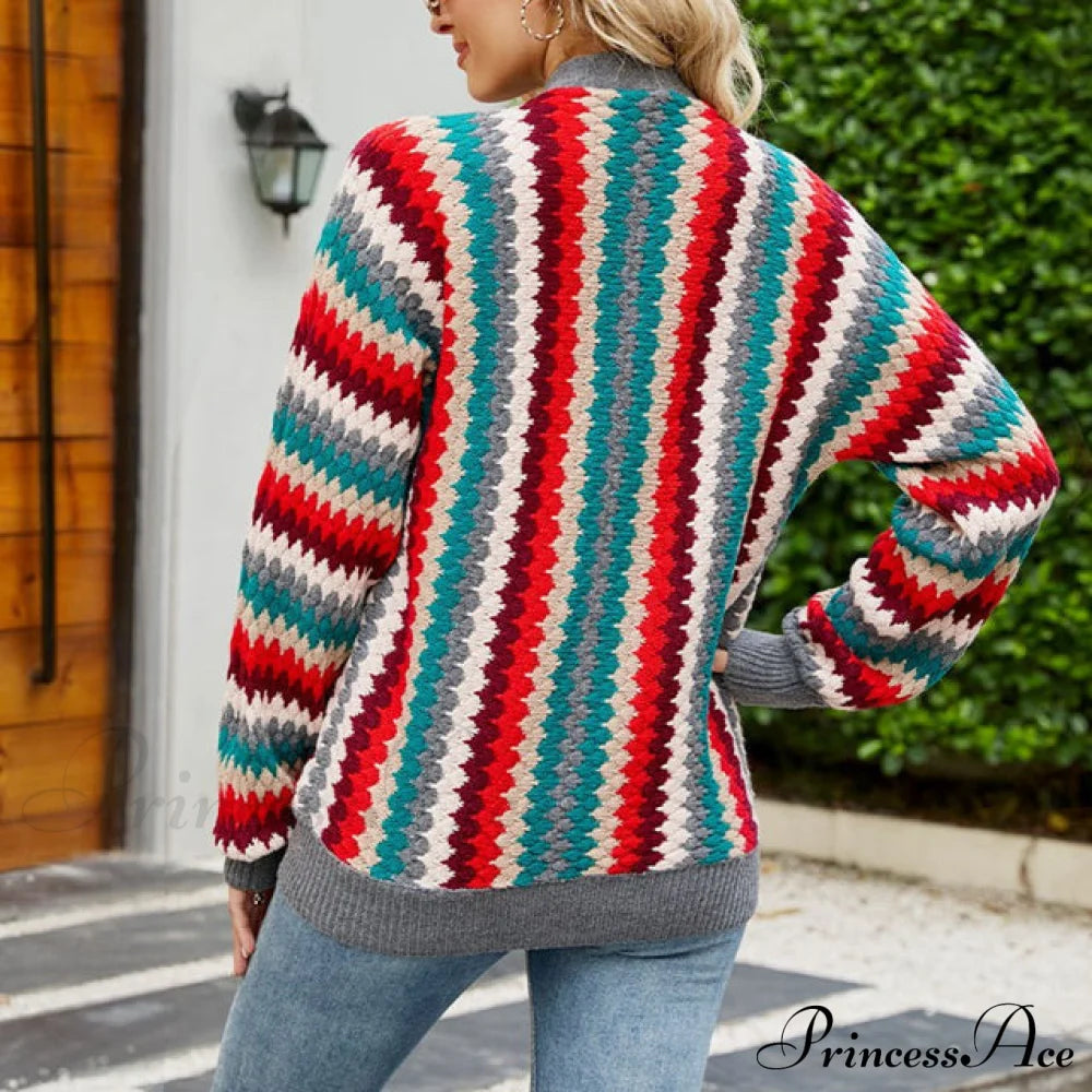 Colorful Knitted Cardigan Coats