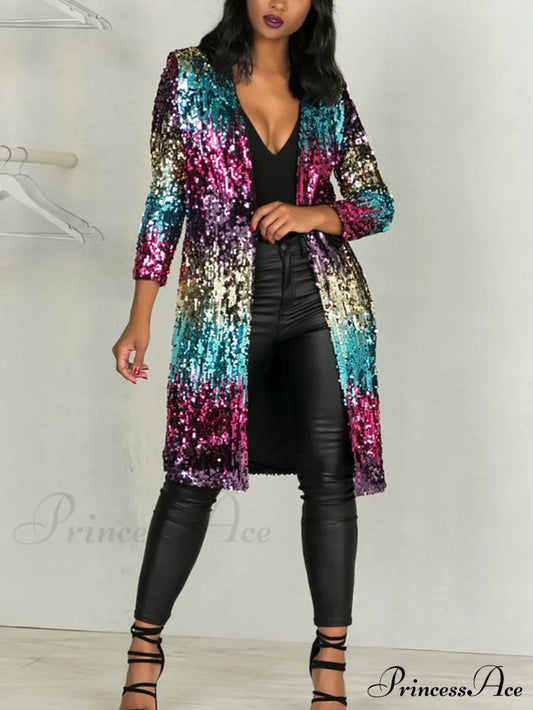 Colorful Striped Graceful Pit Cardigan Multicolor / S