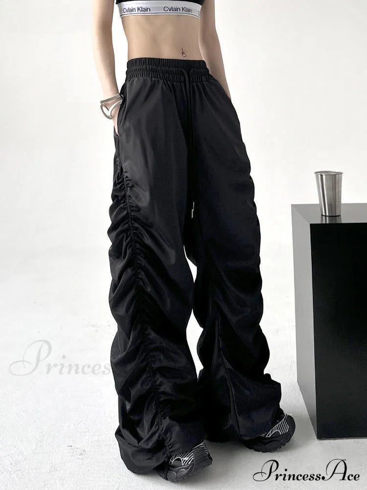 Comfortable Black Baggy High-Waist Halloween Pants