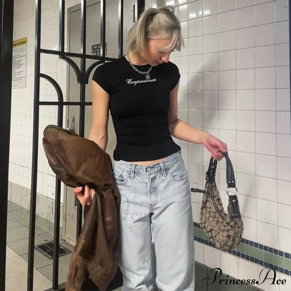 Compassionate Short-Sleeve Stylish Black Tee