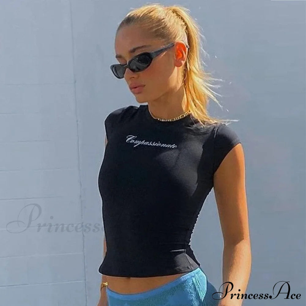 Compassionate Short-Sleeve Stylish Black Tee