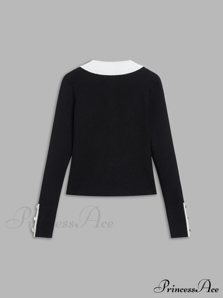 Contrast Charming Elegant Cardigan Sweaters-L