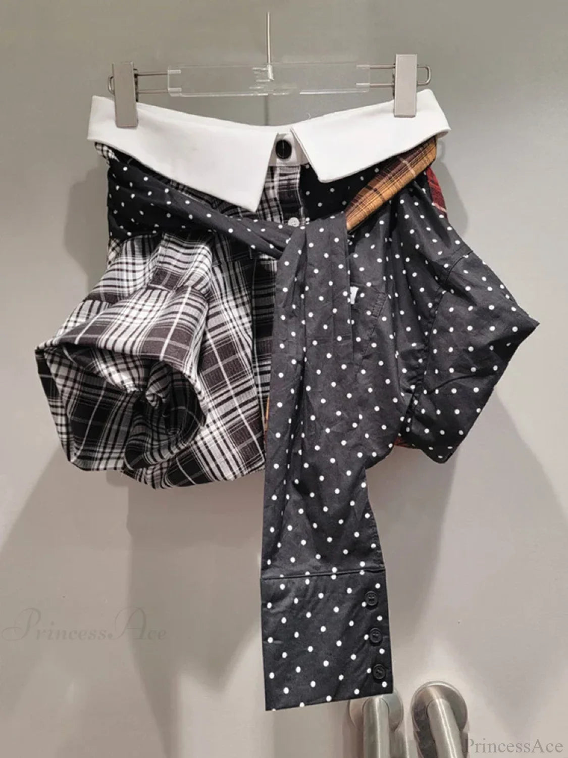 Contrast Plaid Bandage Mini Skirt