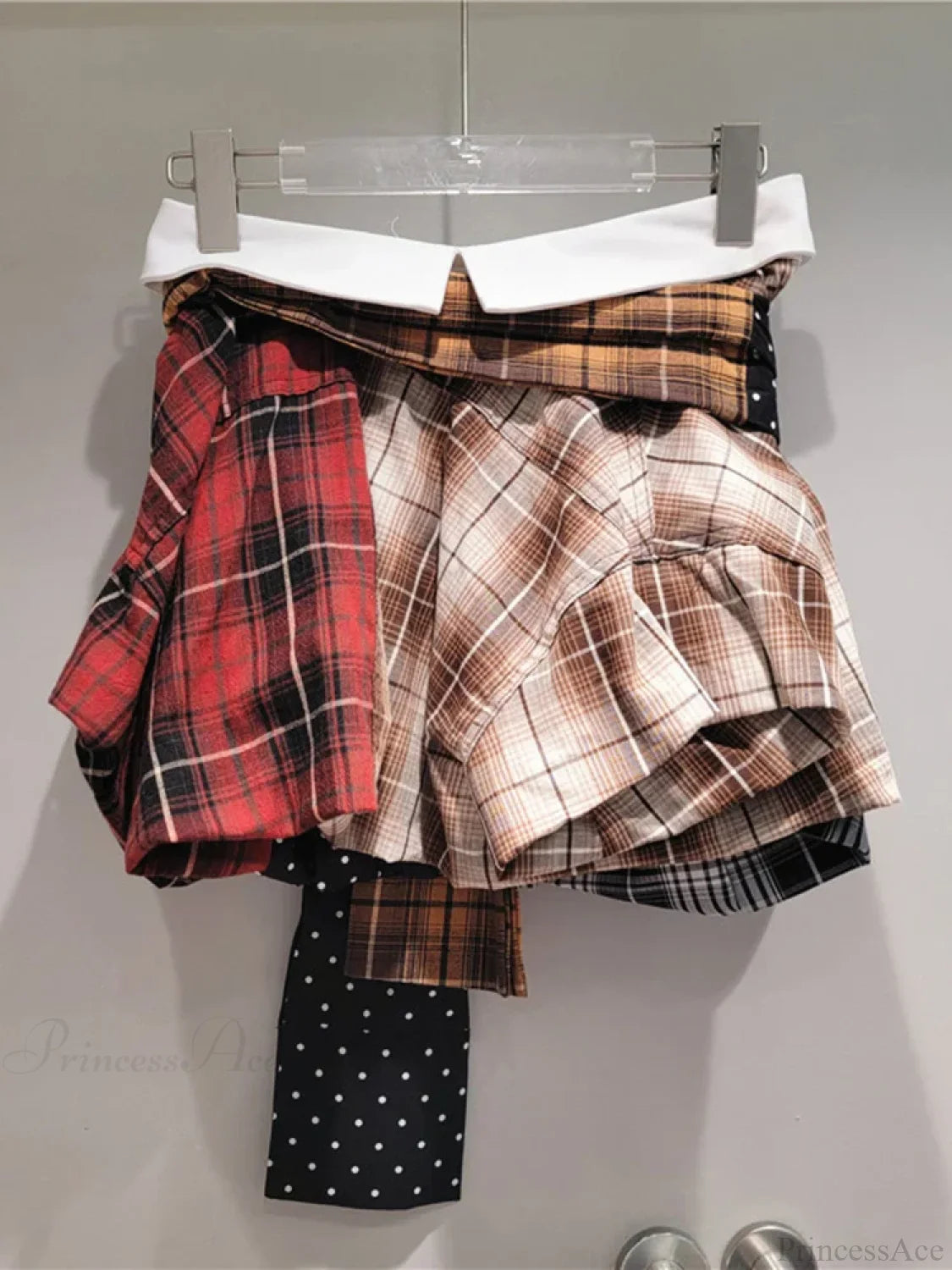 Contrast Plaid Bandage Mini Skirt