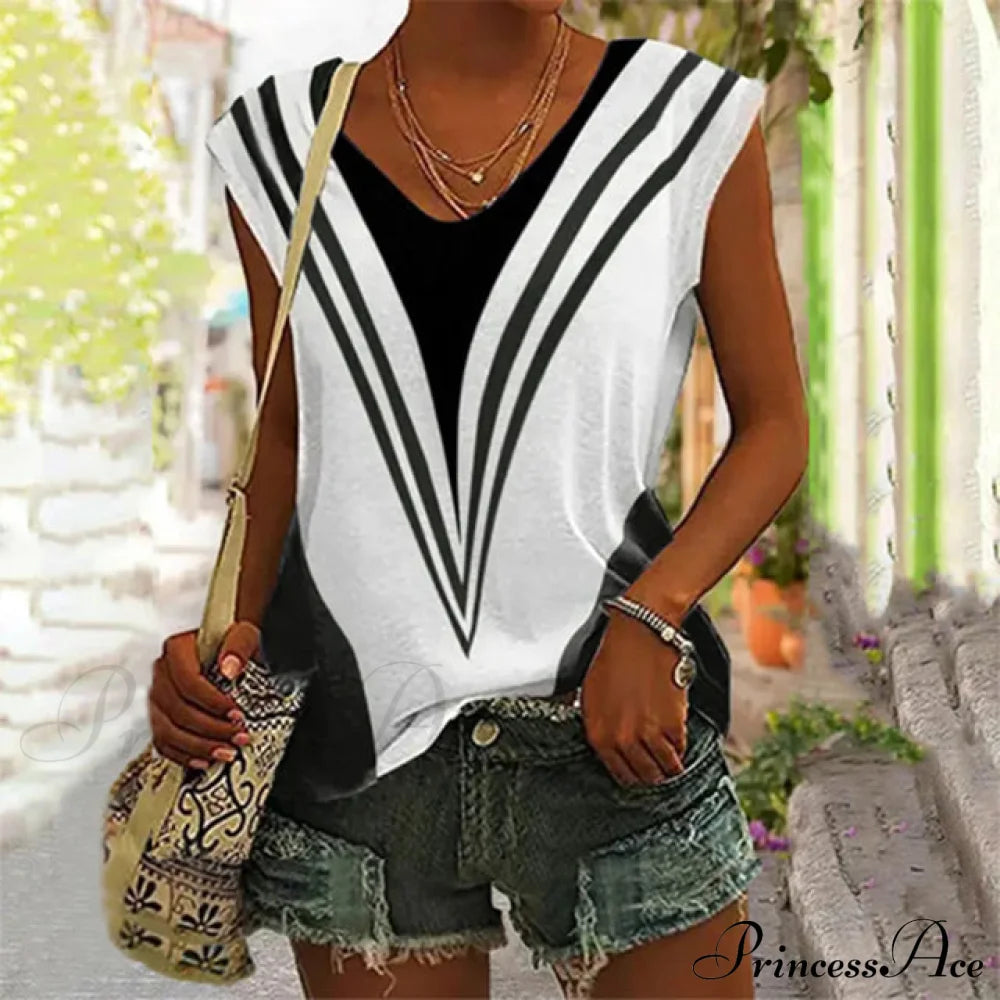 Contrast Top Tank Casual With Color Blouses