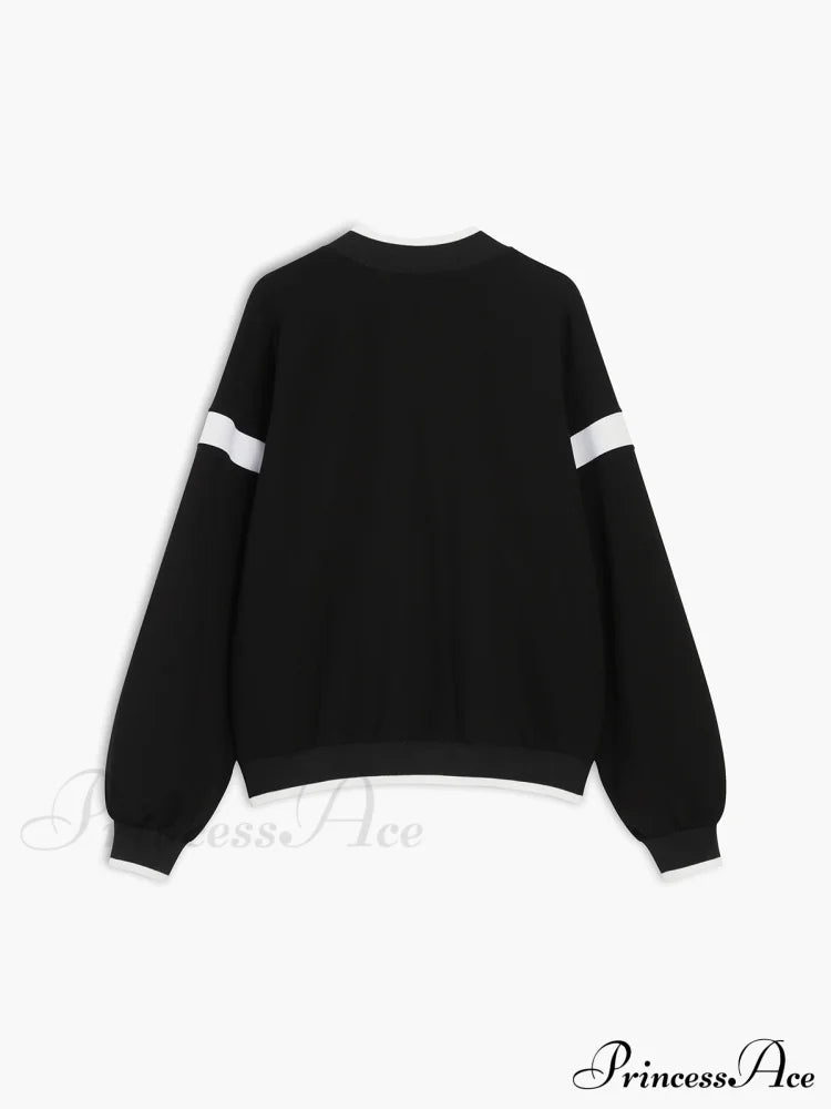 Contrast Trim Graceful Oversized Sweatshirt Sweatshirts