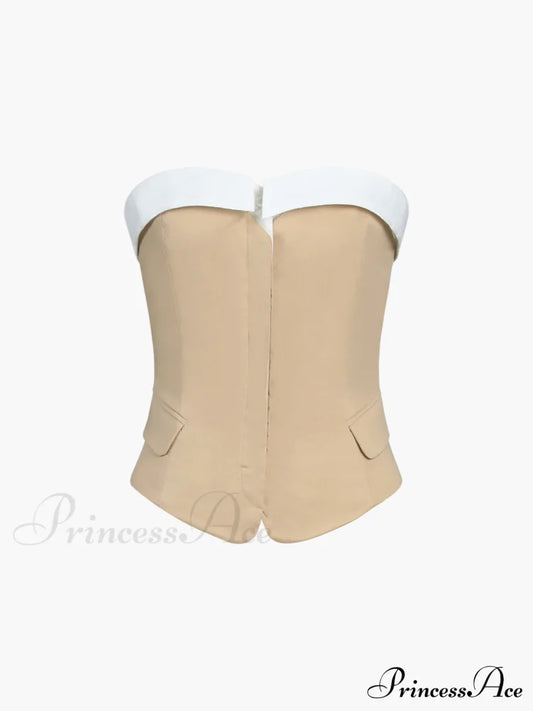 Contrast Trim Graceful Patchwork Tube Top Tank Tops & Camis