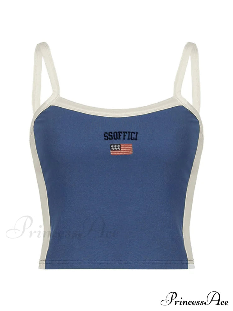 Contrast Trim Rib-Knit Trendy Crop Cami Top Tank Tops&Camis