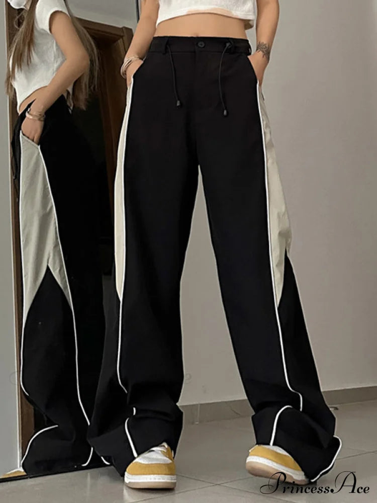 Contrasting Short Graceful Sleeve Crop Top Wide Leg Pants