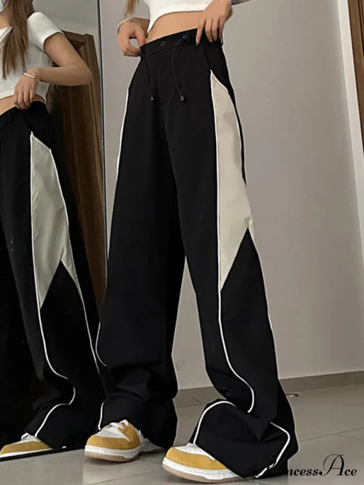 Contrasting Short Graceful Sleeve Crop Top Wide Leg Pants