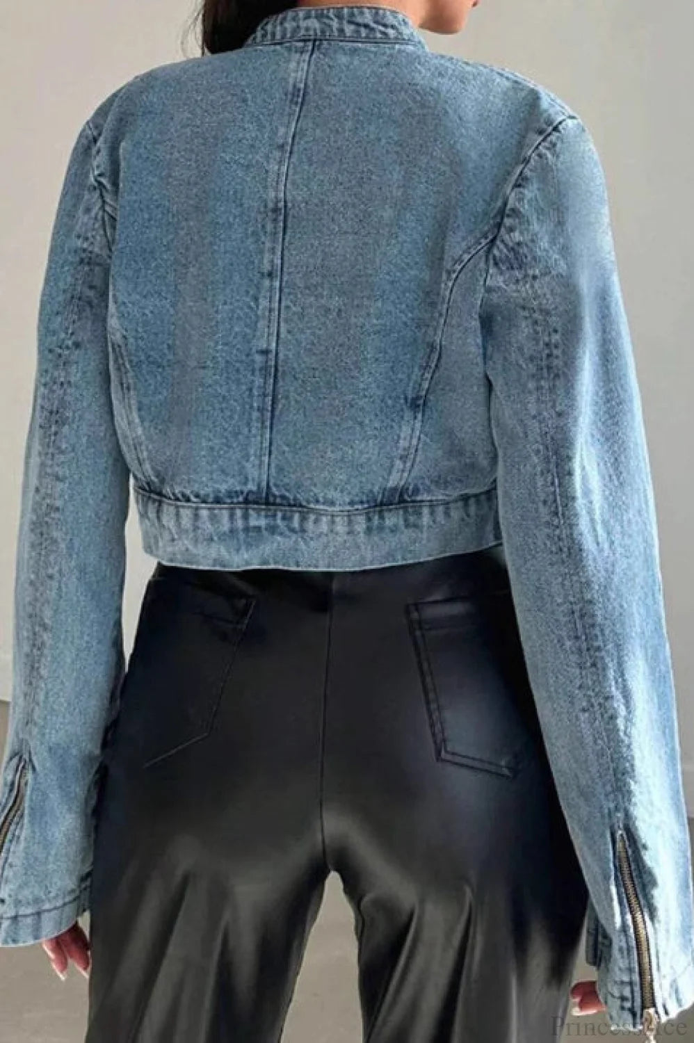 Cool Denim Zip Cropped Jacket