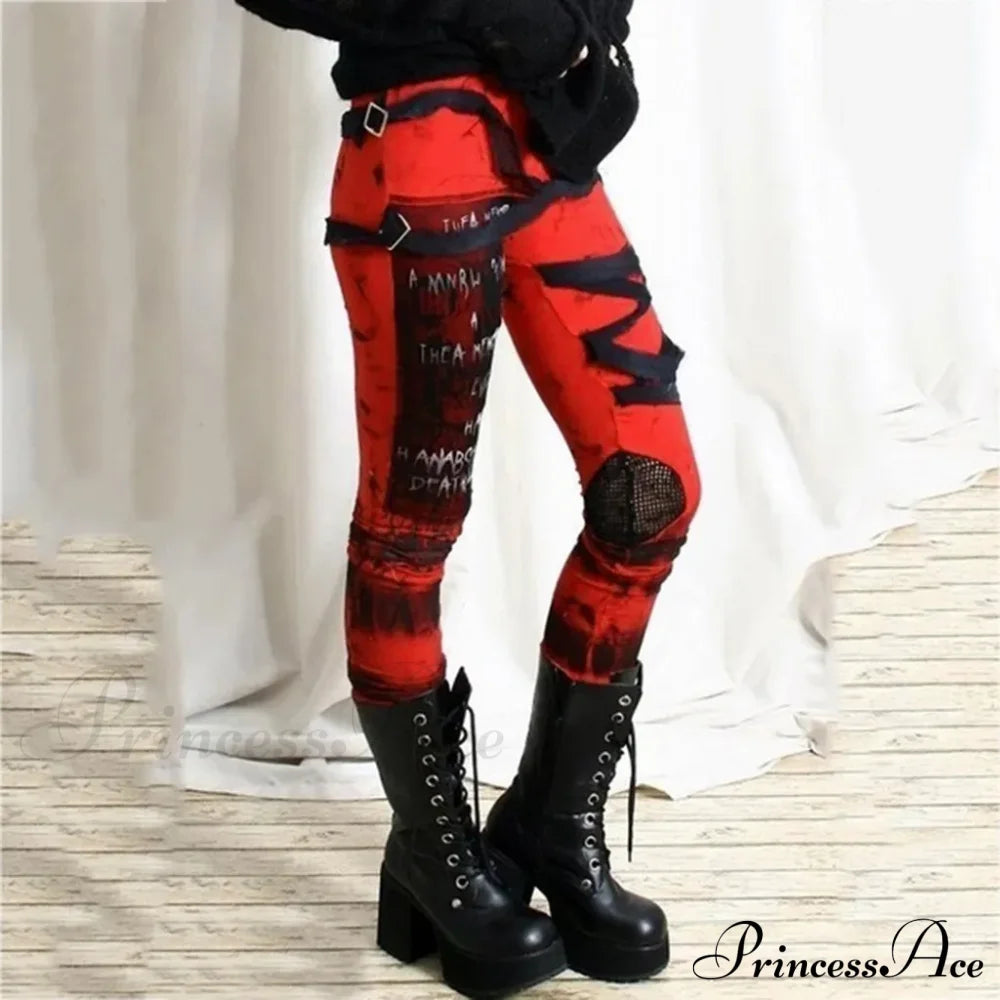 Cool Gathered High Waist Gothic Rocker Halloween Pants