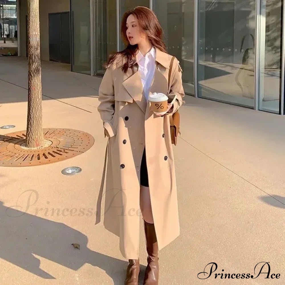 Cool Long Trench Removable Sailor Collar Pockets Belt Runway Fashion Luxury Designer Stylish Coat