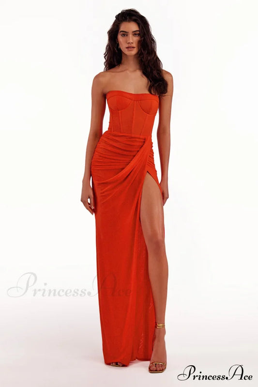 Coral Blazing Stylish Off-The-Shoulder Maxi Dress Xs /