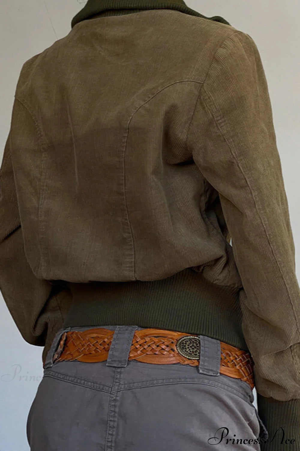 Corduroy Solid Pocket Fitted Utility Jacket