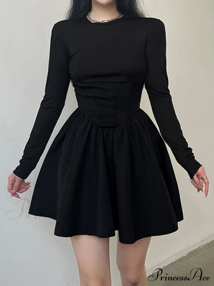 Corduroy Turndown Graceful Collar Jacket Black / S Mini Dresses