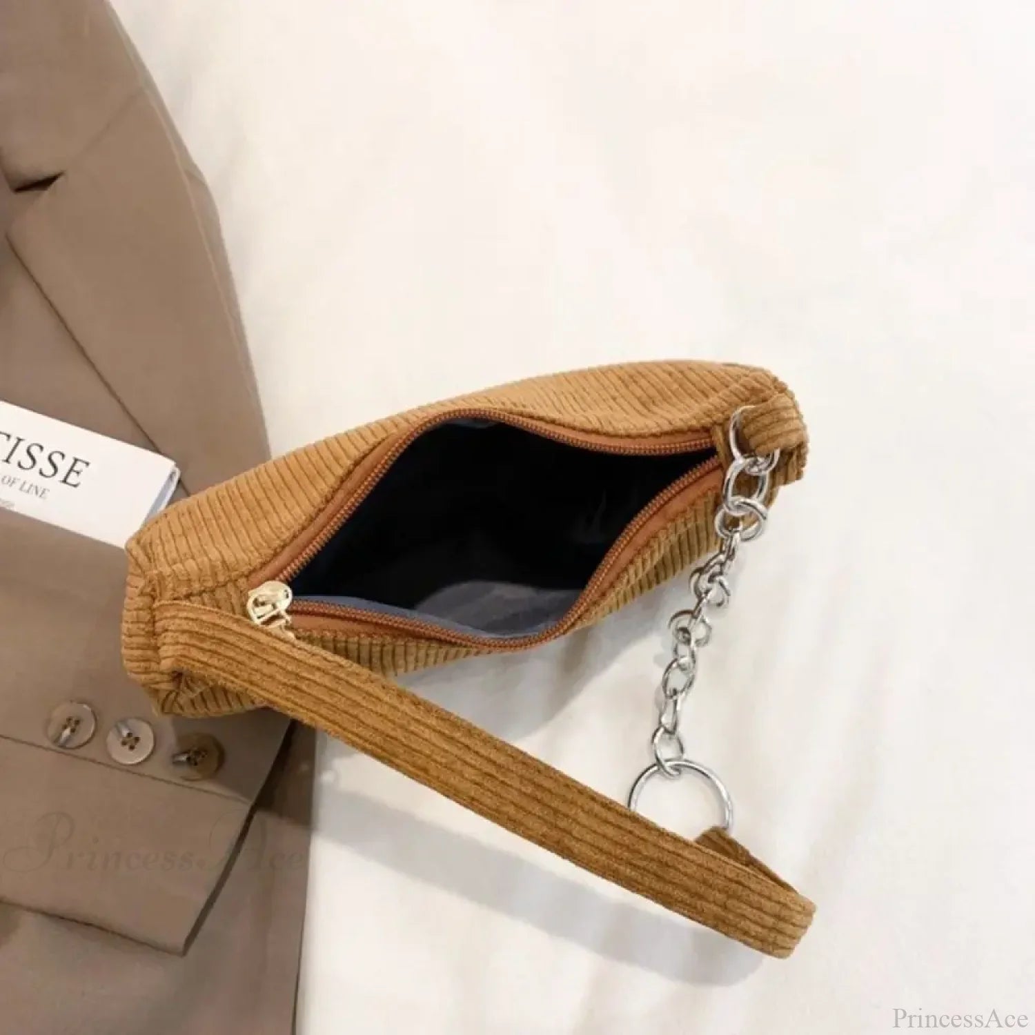 Corduroy Zipper Underarm Shoulder Handbag shoulder-250126