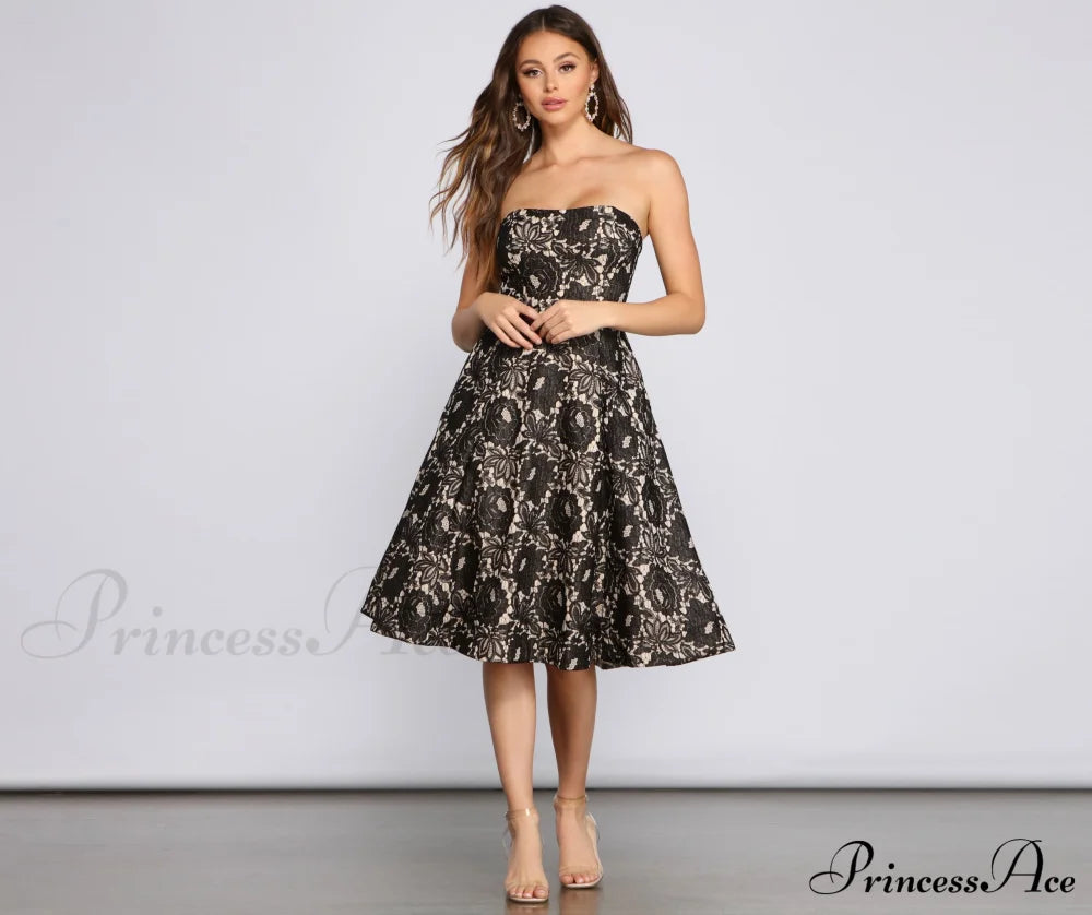 Corrine Strapless Lace Charming Detail Formal Dress S.o. Short Dresses