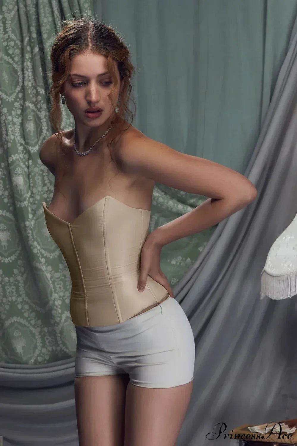 Corset Chiffon Frill Charming Tiered Maxi Dress Long Set