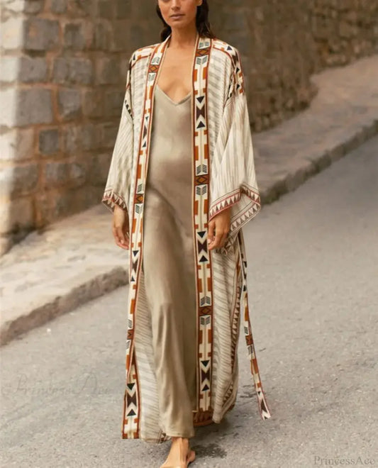 Cotton Ethnic Print Kimono Cardigan Boho Beach Cover up bohocoverup-250126