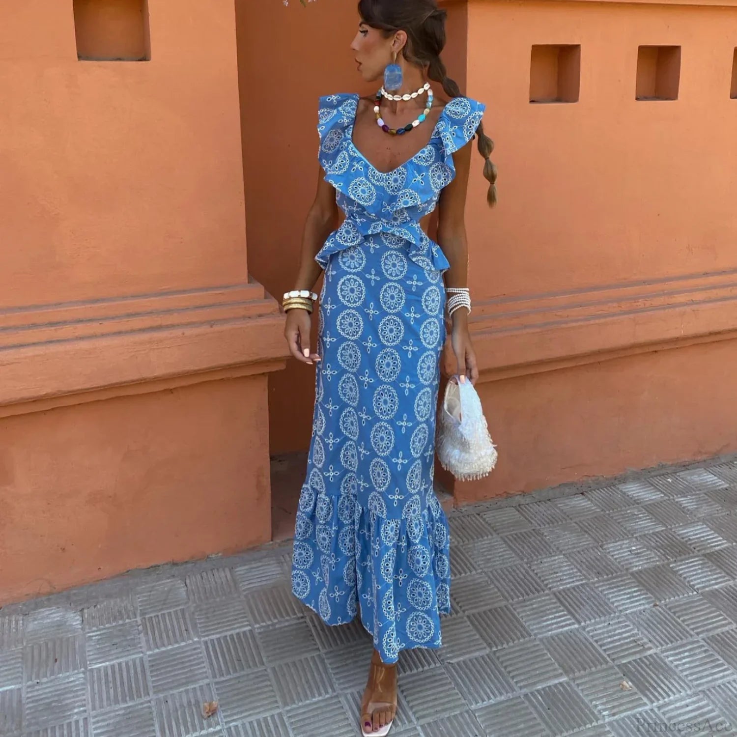 Cotton Floral Lace Party Boho Dress bohodress-250126