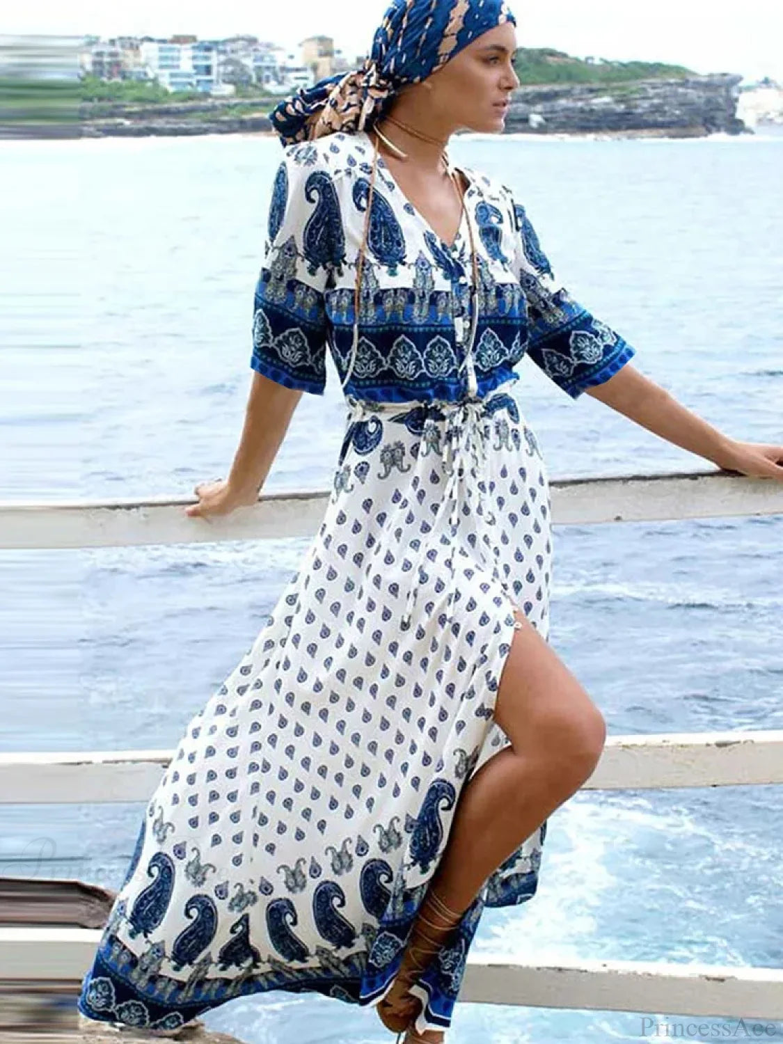 Cotton Kimono Floral Printed Boho Beach Cover Up bohocoverup-250126