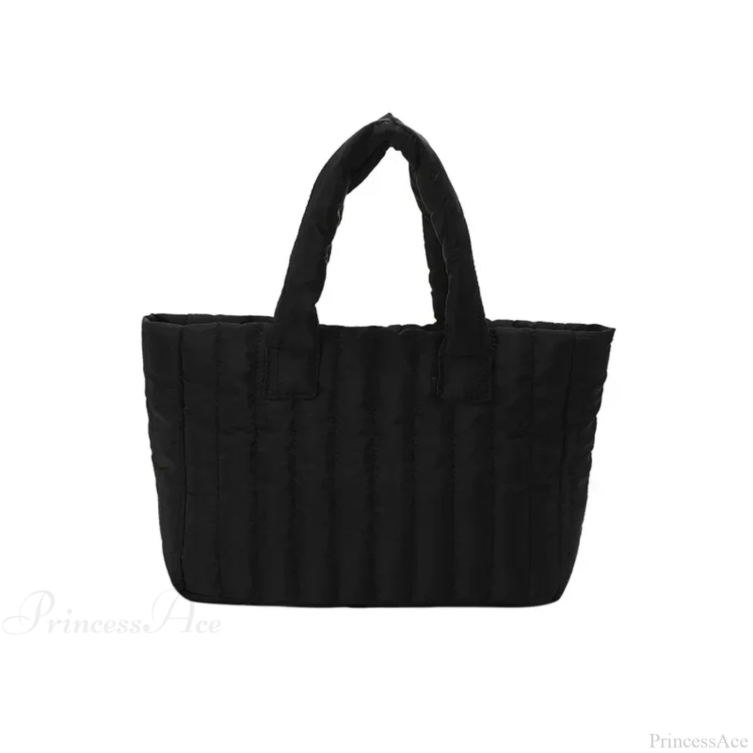 Cotton Padded Quilted Solid Color Commuter Handbag Black handbag-250126