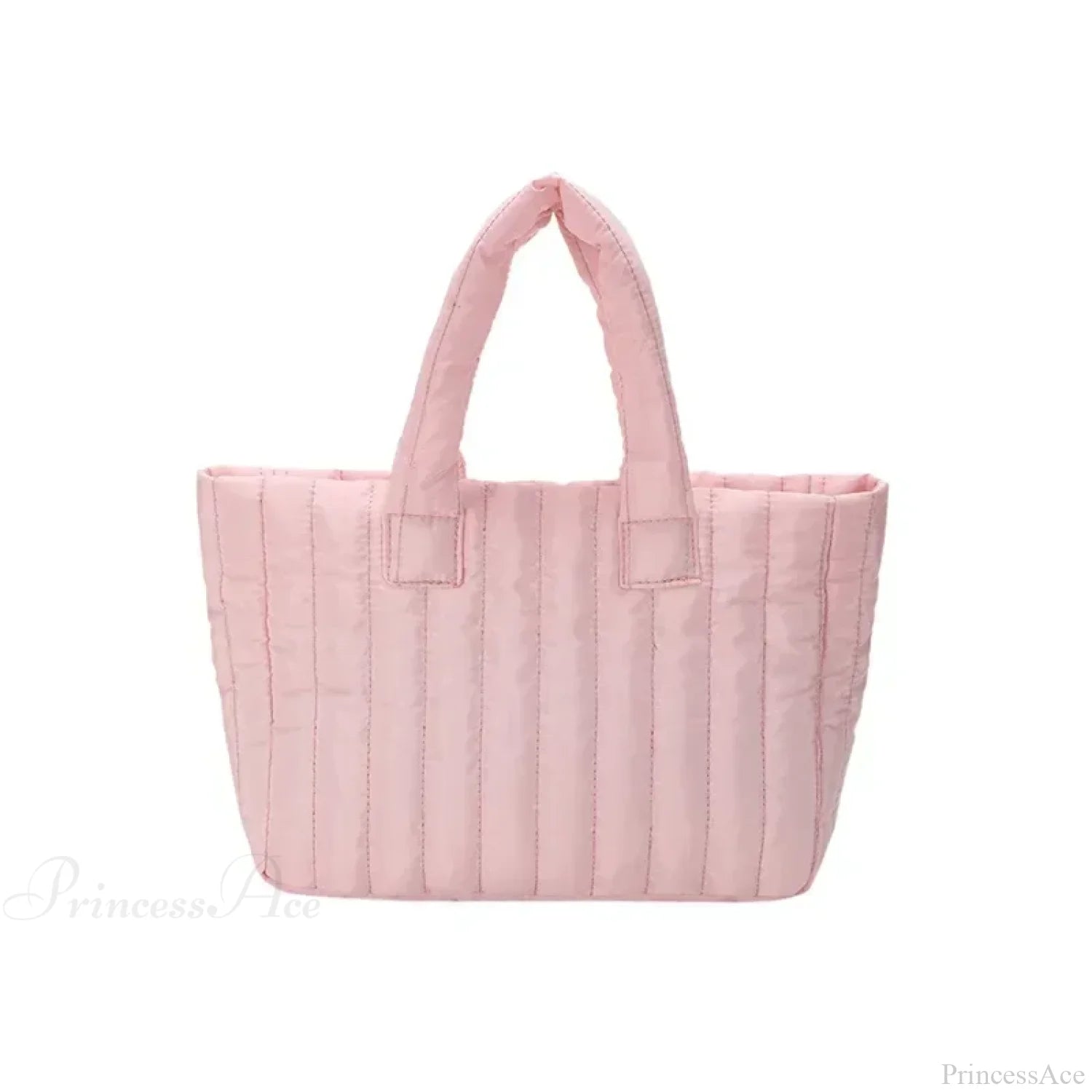 Cotton Padded Quilted Solid Color Commuter Handbag Pink handbag-250126