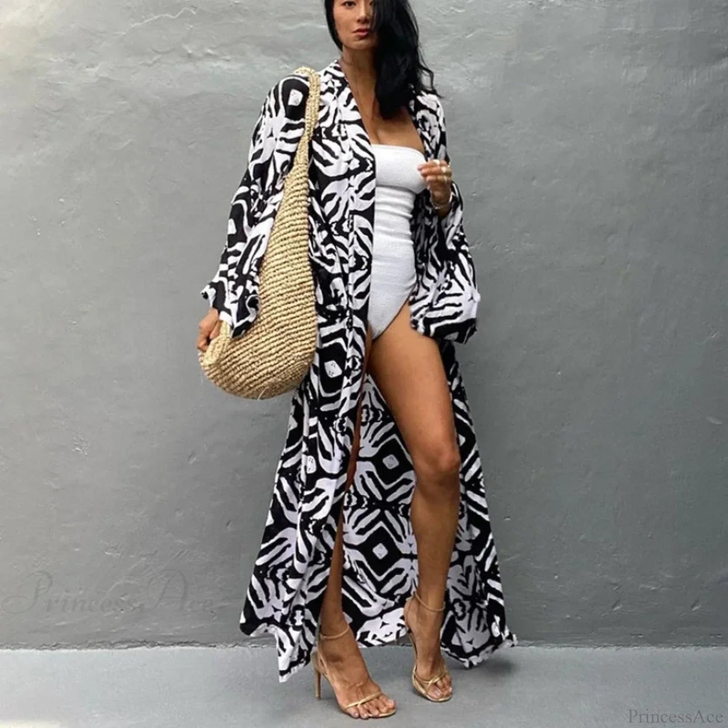 Cotton Rayon Printed Self Belted Maxi Boho Cover up MULTI / One Size bohocoverup-250126