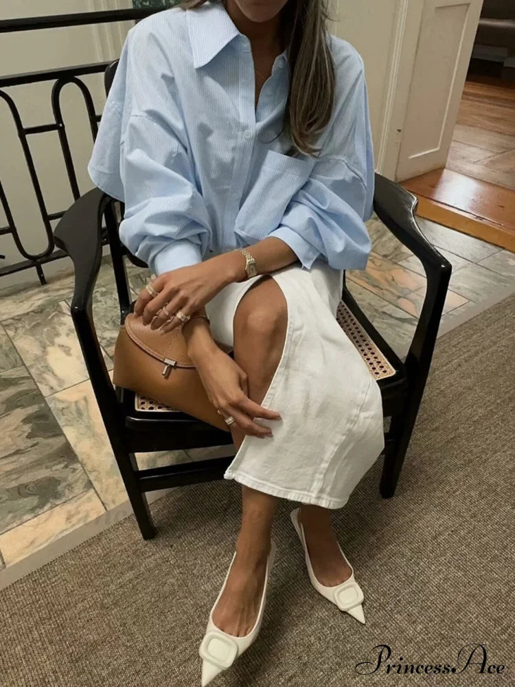 Cotton Striped Graceful Crop Shirt Shirts